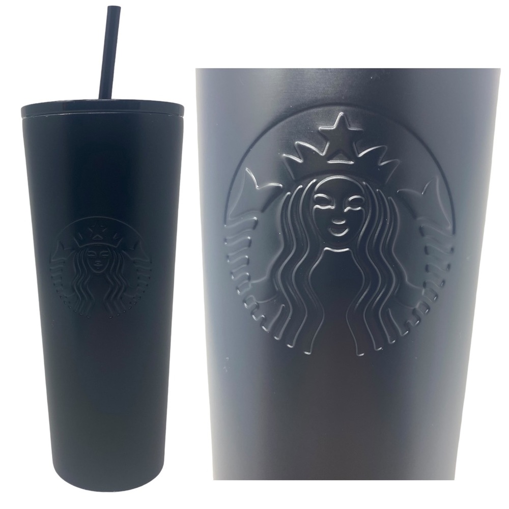 Starbucks 2018 Ken Black Matte Venti Stainless Steel Tumbler with Straw - 24 oz